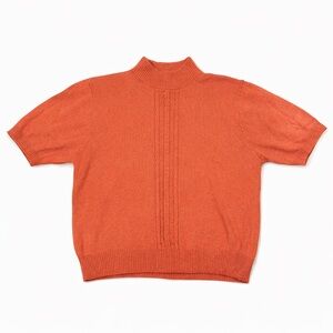 Precious Fibers Cashmere Silk Mock Neck Sweater Salmon Luxury Blend XL